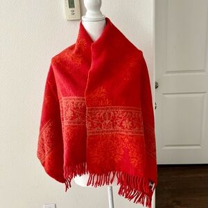 100% wool Cecchi Cecchi Elegant Red Holiday Shawl 25/53 inch
